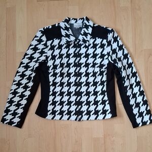 Vintage Joseph Ribkoff Black and White Houndstooth Jacket Size 14